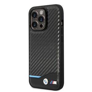 BMW M PU Carbon Blue Line Zadní Kryt pro iPhone 14 Pro Black BMHCP14L22NBCK