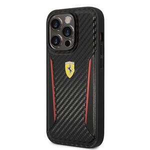 Ferrari PU Carbon Zadní Kryt pro iPhone 14 Pro Black FEHCP14LNPYK