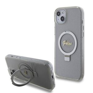 Guess IML Ring Stand Glitter MagSafe Zadní Kryt pro iPhone 15 Plus Transparent GUHMP15MHRSGSD