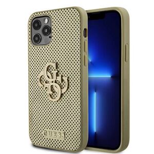 Guess PU Perforated 4G Glitter Metal Logo Zadní Kryt pro iPhone 12/12 Pro Gold GUHCP12MPSP4LGD