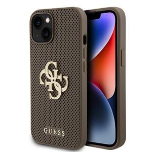 Guess PU Perforated 4G Glitter Metal Logo Zadní Kryt pro iPhone 15 Taupe GUHCP15SPSP4LGE