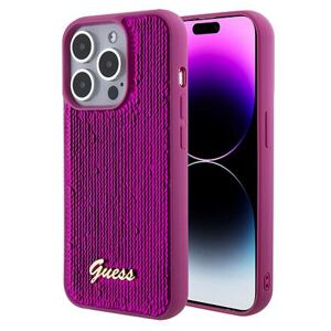 Guess Sequin Script Logo Zadní Kryt pro iPhone 15 Pro Max Magenta GUHCP15XPSFDGSF