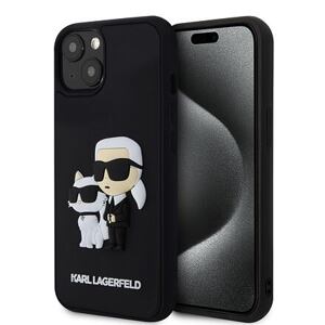 Karl Lagerfeld 3D Rubber Karl and Choupette Zadní Kryt pro iPhone 13 Black KLHCP13M3DRKCNK