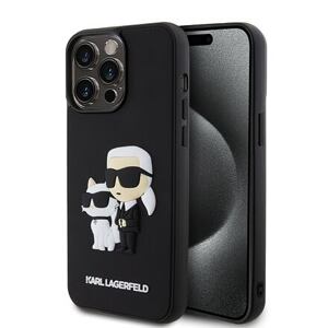Karl Lagerfeld 3D Rubber Karl and Choupette Zadní Kryt pro iPhone 14 Pro Max Black KLHCP14X3DRKCNK
