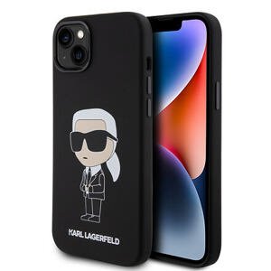 Karl Lagerfeld Liquid Silicone Ikonik NFT Zadní Kryt pro iPhone 15 Plus Black KLHCP15MSNIKBCK