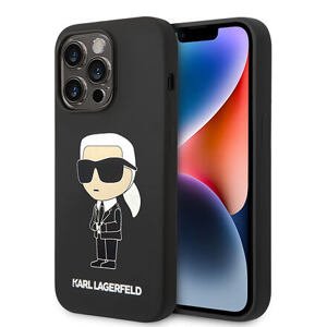 Karl Lagerfeld Liquid Silicone Ikonik NFT Zadní Kryt pro iPhone 15 Pro Black KLHCP15LSNIKBCK