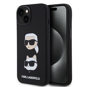 Karl Lagerfeld Liquid Silicone Karl and Choupette Heads Zadní Kryt pro iPhone 15 Black KLHCP15SSDHKCNK