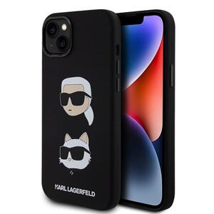 Karl Lagerfeld Liquid Silicone Karl and Choupette Heads Zadní Kryt pro iPhone 15 Plus Black KLHCP15MSDHKCNK