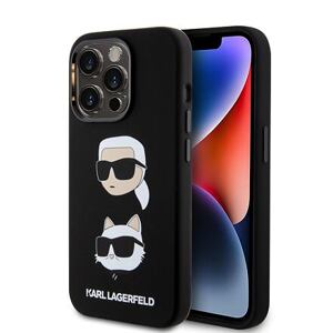 Karl Lagerfeld Liquid Silicone Karl and Choupette Heads Zadní Kryt pro iPhone 15 Pro Black KLHCP15LSDHKCNK