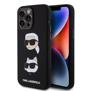 Karl Lagerfeld Liquid Silicone Karl and Choupette Heads Zadní Kryt pro iPhone 15 Pro Max Black KLHCP15XSDHKCNK