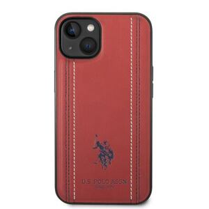 U.S. Polo PU Leather Stitched Lines Zadní Kryt pro iPhone 14 Plus Red USHCP14MPFAR