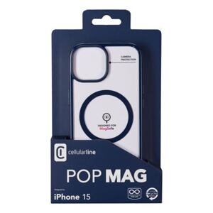 Zadní kryt Cellularline Pop Mag s podporou Magsafe pro Apple iPhone 15, čirý / modrý POPMAGIPH15B