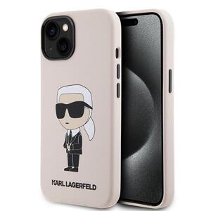 Karl Lagerfeld Liquid Silicone Ikonik NFT Zadní Kryt pro iPhone 15 Pink KLHCP15SSNIKBCP