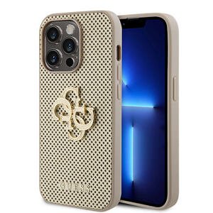 Guess PU Perforated 4G Glitter Metal Logo Zadní Kryt pro iPhone 15 Pro Max Gold GUHCP15XPSP4LGD