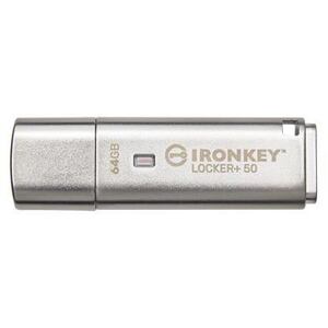 Kingston IronKey Locker+ 50/64GB/145MBps/USB 3.1/USB-A/Stříbrná IKLP50/64GB