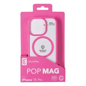 Zadní kryt Cellularline Pop Mag s podporou Magsafe pro Apple iPhone 15 Pro, čirý / růžový POPMAGIPH15PROF