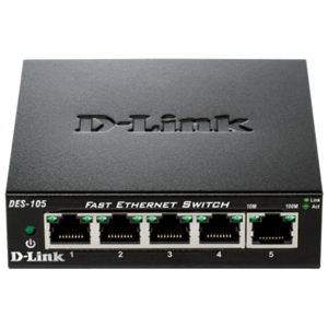 D-Link DES-105 kovový 5-port 10/100 Desktop Switch DES-105/E