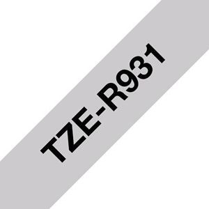 Brother TZE-R931 černá na stříbrné, 12 mm, textilní páska TZER931