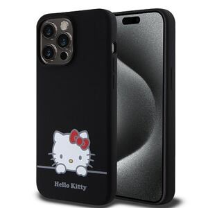 Hello Kitty Liquid Silicone Daydreaming Logo Zadní Kryt pro iPhone 15 Pro Max Black HKHCP15XSKCDKK