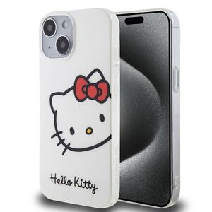 Hello Kitty IML Head Logo Zadní Kryt pro iPhone 15 White HKHCP15SHCKHST