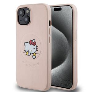 Hello Kitty PU Kitty Asleep Logo MagSafe Zadní Kryt pro iPhone 15 Pink HKHMP15SPMHSKP
