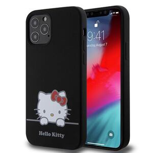 Hello Kitty Liquid Silicone Daydreaming Logo Zadní Kryt pro iPhone 12/12 Pro Black HKHCP12MSKCDKK