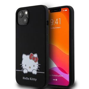 Hello Kitty Liquid Silicone Daydreaming Logo Zadní Kryt pro iPhone 13 Black HKHCP13MSKCDKK