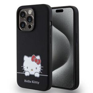 Hello Kitty Liquid Silicone Daydreaming Logo Zadní Kryt pro iPhone 15 Pro Black HKHCP15LSKCDKK
