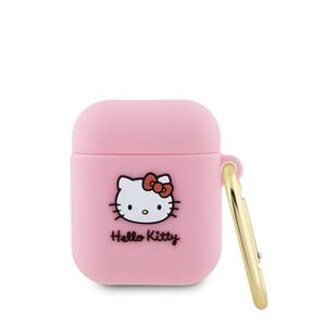 Hello Kitty Liquid Silicone 3D Kitty Head Logo Pouzdro pro AirPods 1/2 Pink HKA23DKHSP
