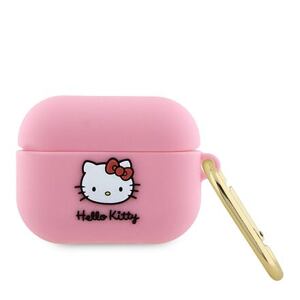 Hello Kitty Liquid Silicone 3D Kitty Head Logo Pouzdro pro AirPods Pro Pink HKAP3DKHSP