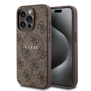 Guess PU Leather 4G Colored Ring MagSafe Zadní Kryt pro iPhone 15 Pro Brown GUHMP15LG4GFRW