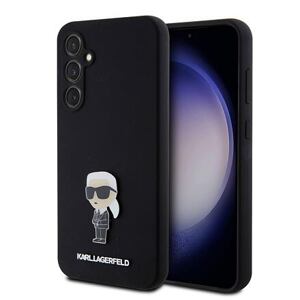 Karl Lagerfeld Liquid Silicone Metal Ikonik Zadní Kryt pro Samsung Galaxy S23 FE Black KLHCS23FEMHKNPK