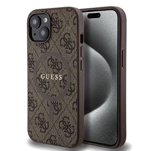 Guess PU Leather 4G Colored Ring MagSafe Zadní Kryt pro iPhone 15 Brown GUHMP15SG4GFRW