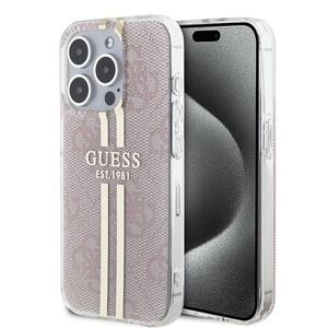 Guess IML 4G Gold Stripe Zadní Kryt pro iPhone 15 Pro Max Pink GUHCP15XH4PSEGP