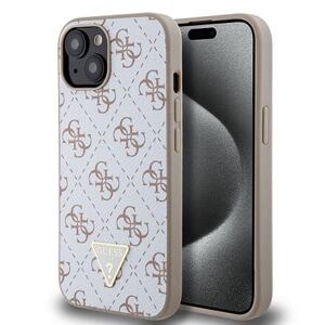 Guess PU Leather 4G Triangle Metal Logo Zadní Kryt pro iPhone 15 White GUHCP15SPG4GPH