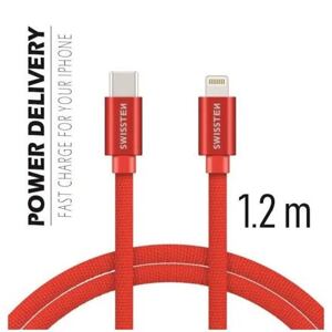 DATA CABLE SWISSTEN TEXTILE USB-C / LIGHTNING 1.2 M RED 71525206