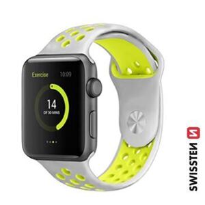 SWISSTEN SILICONE BAND FOR APPLE WATCH - SPORT 42 / 44 / 45 / 49 mm SILVER/YELLOW 46000613