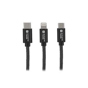 Natec vícekonektorový kabel 3v1 USB Micro + Lightning + USB-C, textilní opletení, 1m NKA-1202