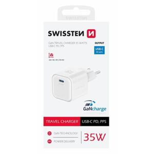 SWISSTEN TRAVEL CHARGER GaN 1x USB-C 35W POWER DELIVERY WHITE 22070200