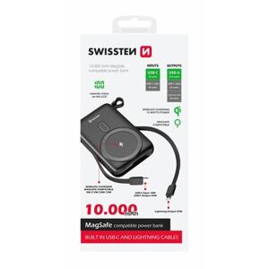 SWISSTEN POWER BANK 10000 mAh 20W (MagSafe compatible) WITH BUILT-IN CABLES USB-C AND LIGHTNING 22013933