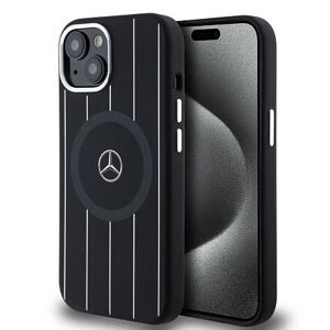 Mercedes Liquid Silicon Stripes Pattern MagSafe Zadní Kryt pro iPhone 15 Black MEHMP15S23SSSK