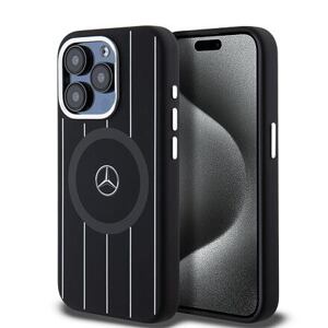 Mercedes Liquid Silicon Stripes Pattern MagSafe Zadní Kryt pro iPhone 15 Pro Black MEHMP15L23SSSK